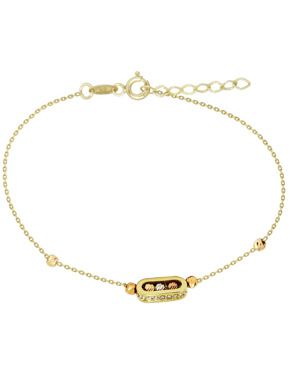 Pulsera Oro 14k Horoz Bolitas 18cm Oro Florentino 14k S1110