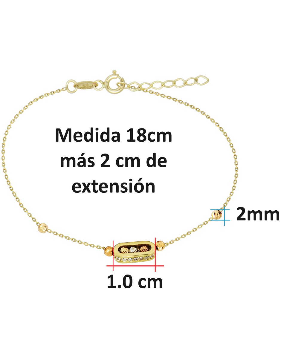 Pulsera Oro 14k Horoz Bolitas 18cm Oro Florentino 14k S1110