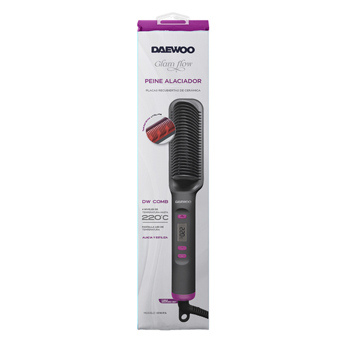 Cepillo Peine Alaciador Térmico Daewoo Glam Flow DW-PA 230° 30w