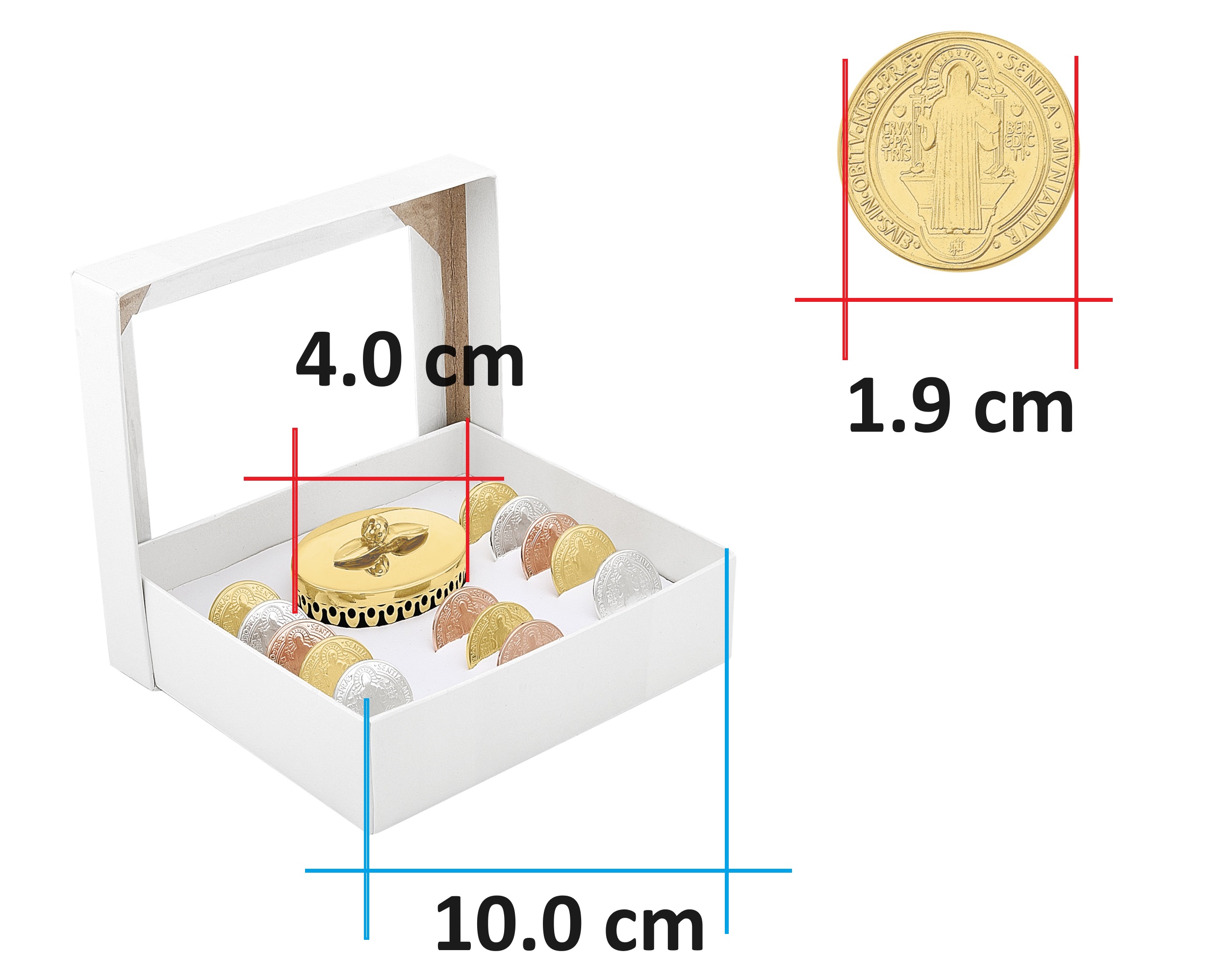 Arras Chapa de Oro 18K Horoz Matrimonio Moneda San Benito Florentino con cofre S406