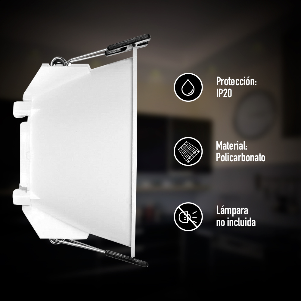 Portalámpara Empotrable Redondo Blanco Policarbonato ICON