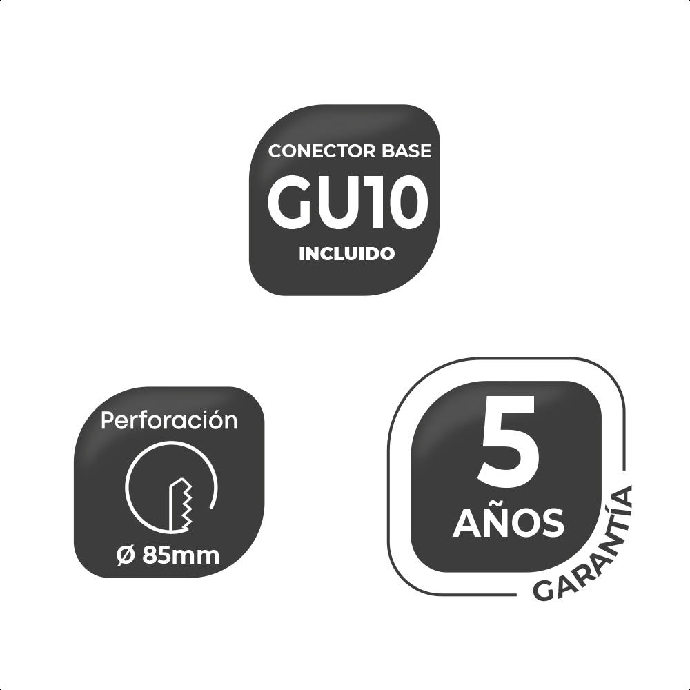 Portalámpara Empotrable Redondo Blanco Policarbonato ICON