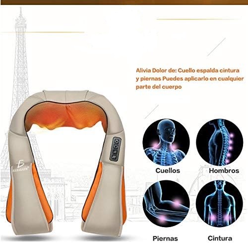 Masajeador de Cuello Espalda Hombro con Función De Calor para Aliviar el Dolor Muscular Ideal para Casa Oficina O Coche