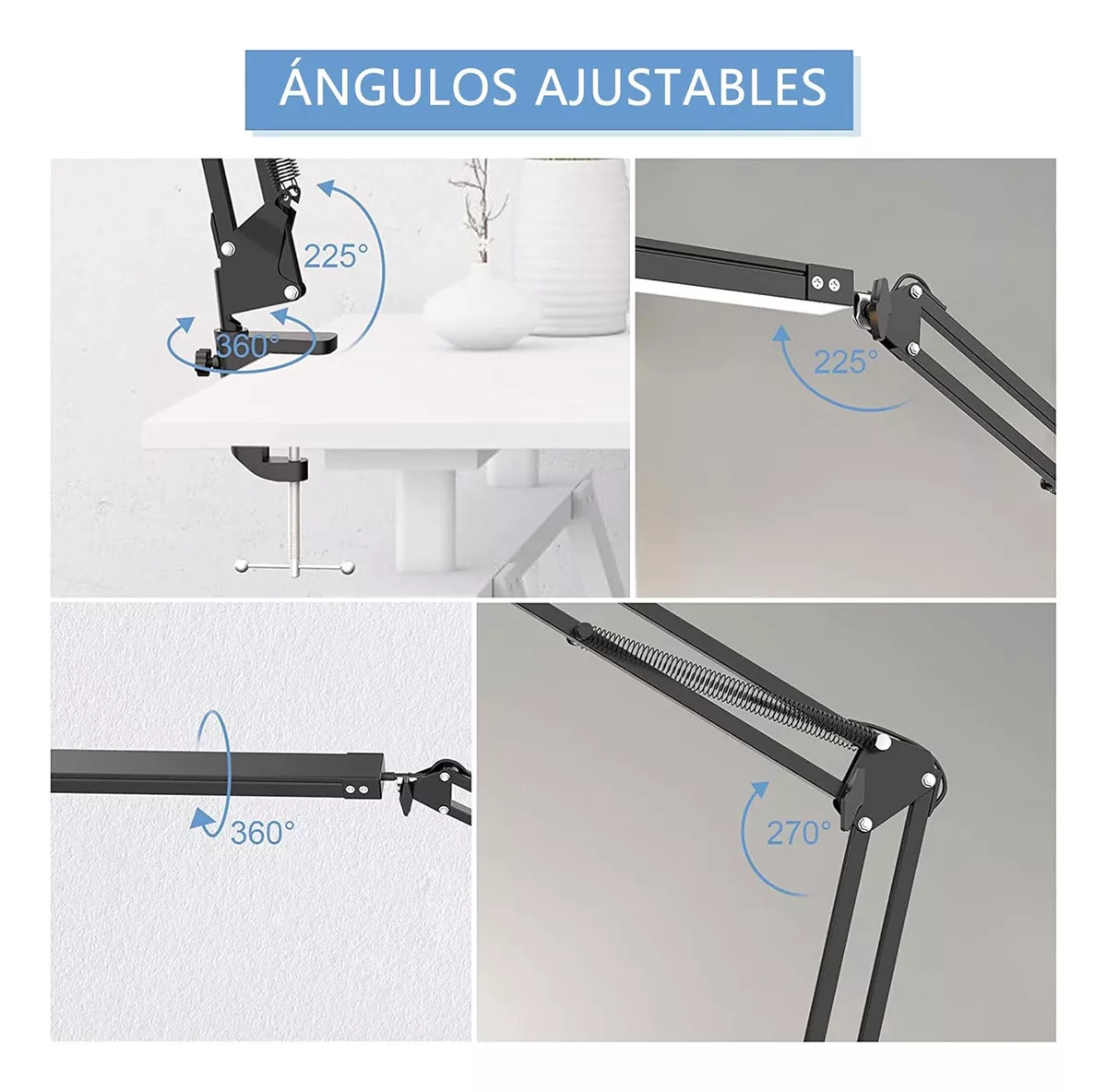 Dapon Lámpara de Escritorio Led con Brazo Giratorio 360 grados oficina