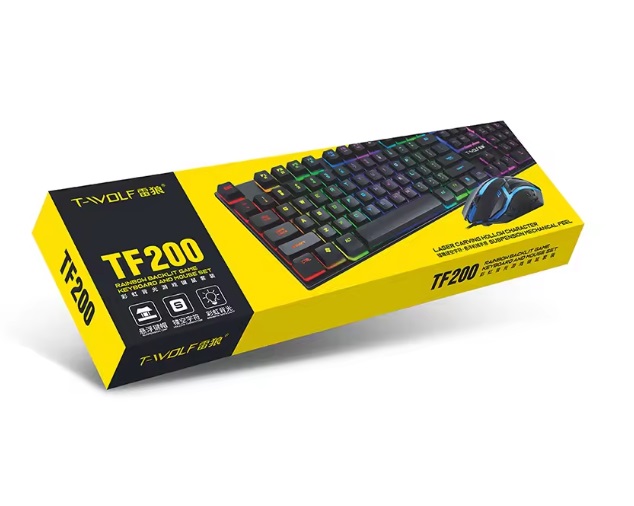 T-wolf Gaming Combo Tf200 Teclado + Mouse Retroiluminado Idioma Latinoamericano 