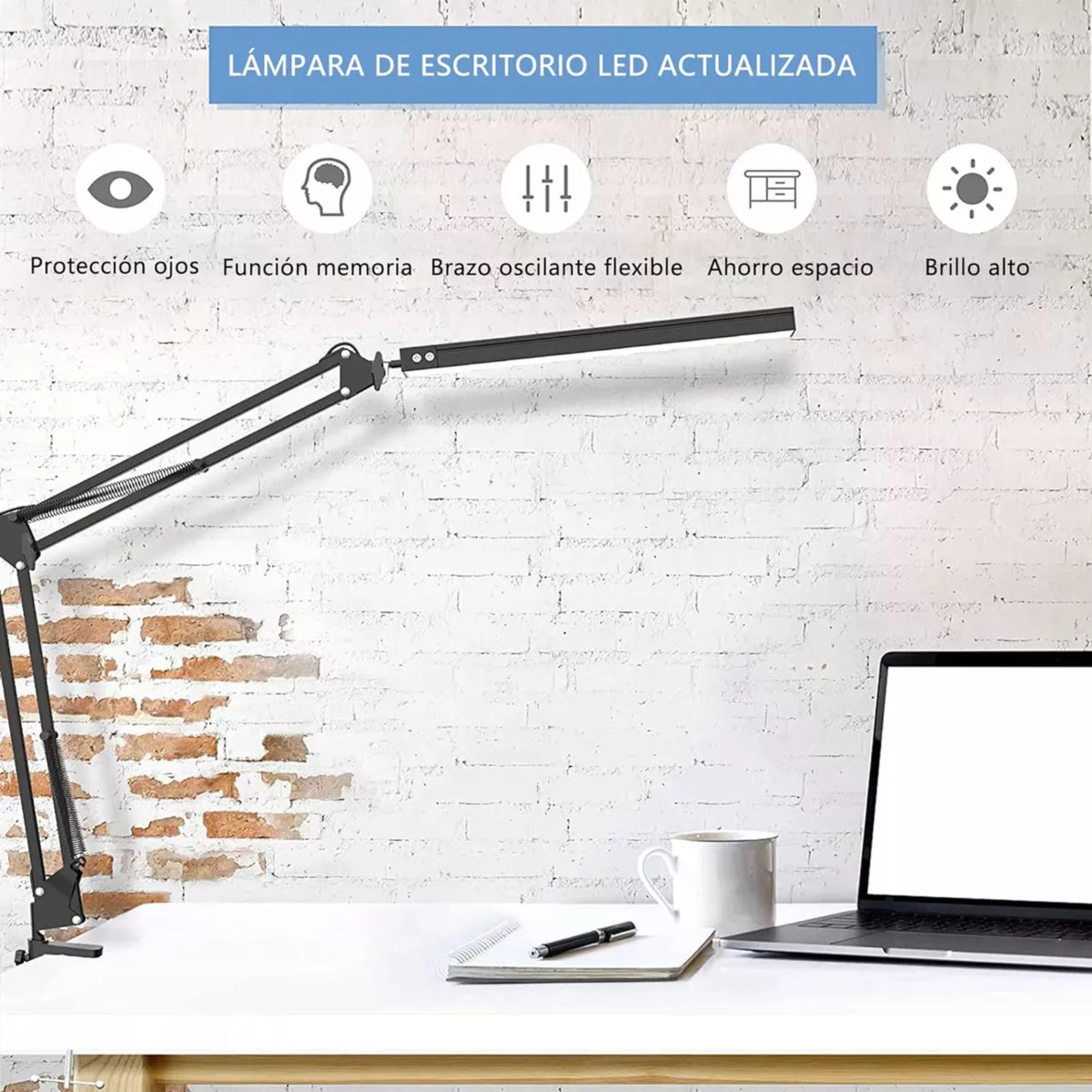 Dapon Lámpara de Escritorio Led con Brazo Giratorio 360 grados oficina