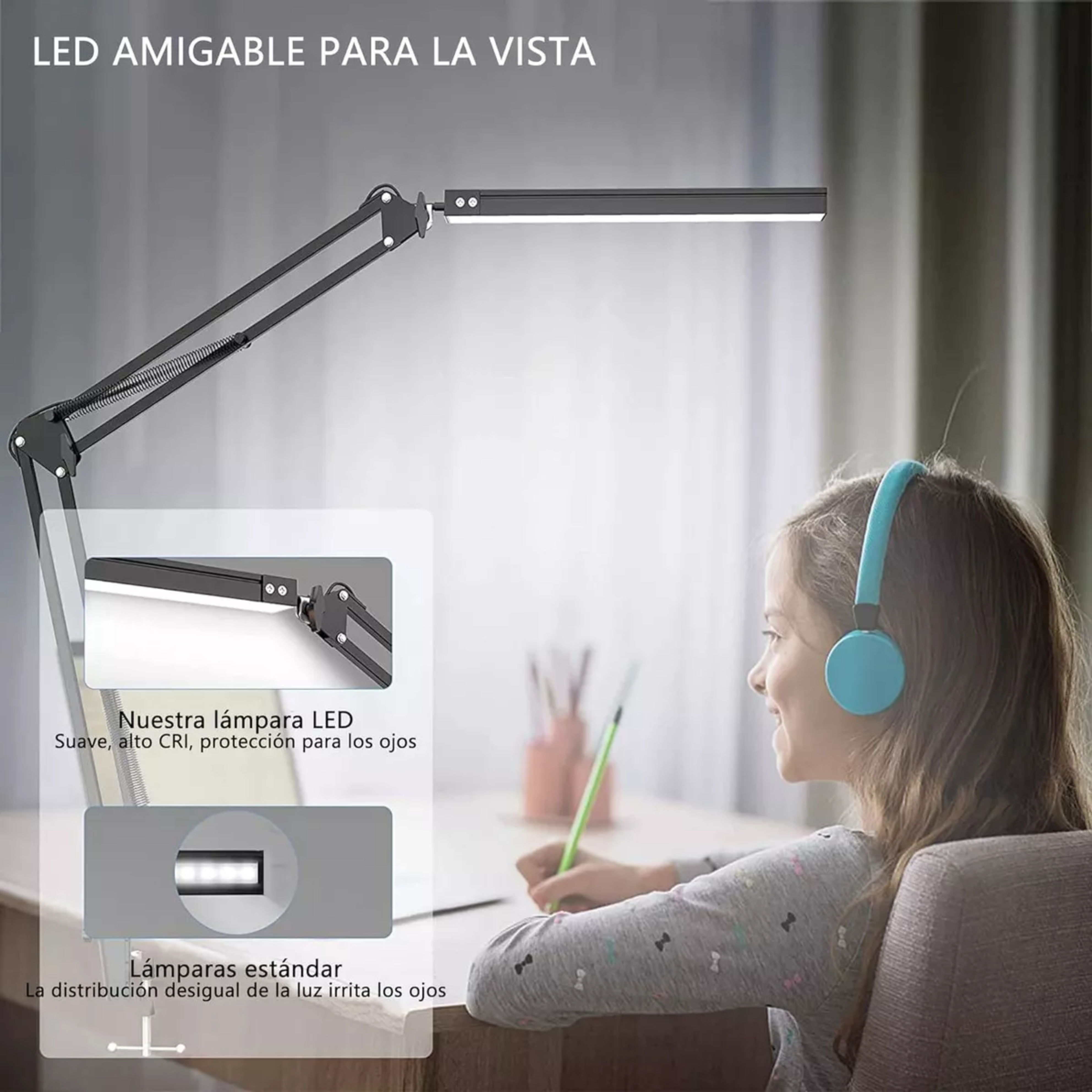 Dapon Lámpara de Escritorio Led con Brazo Giratorio 360 grados oficina