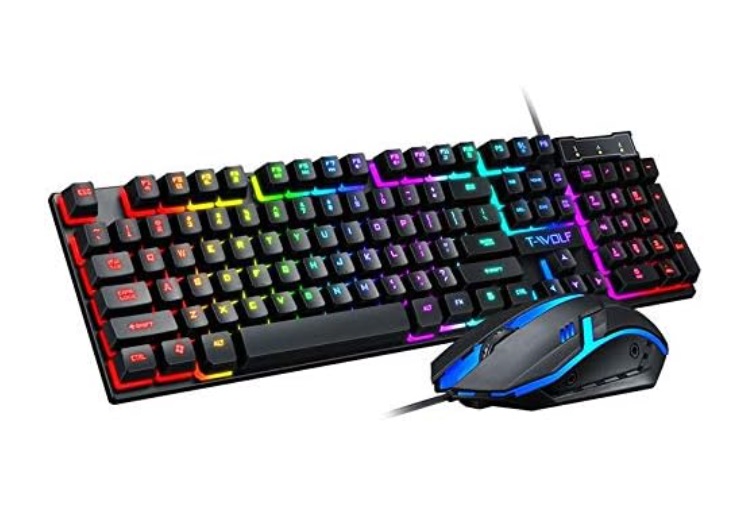 T-wolf Gaming Combo Tf200 Teclado + Mouse Retroiluminado Idioma Latinoamericano 