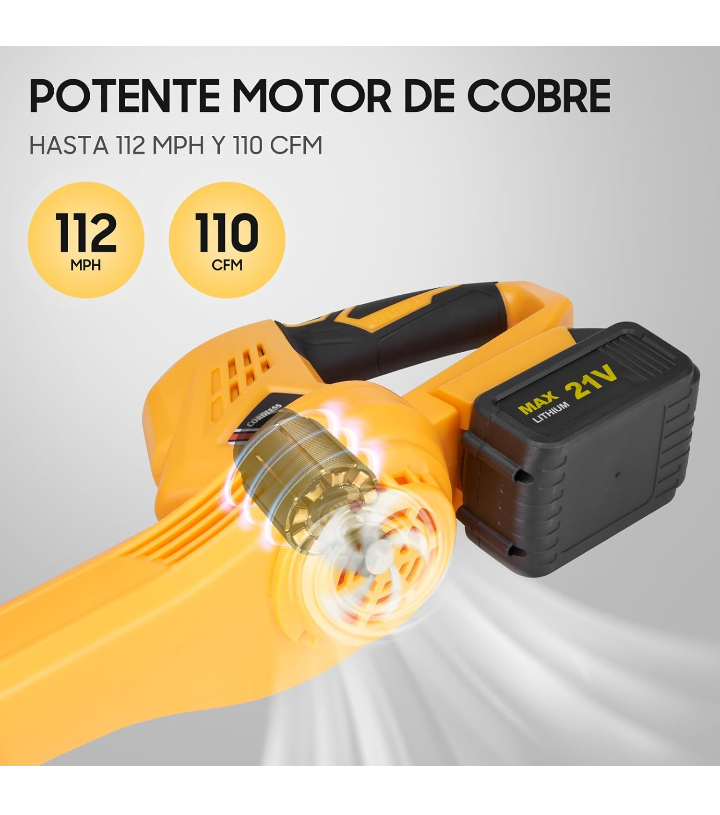 Barredora sopladora de aire inalámbrico eléctrico recargable 6 velocidades para jardín patio terraza 