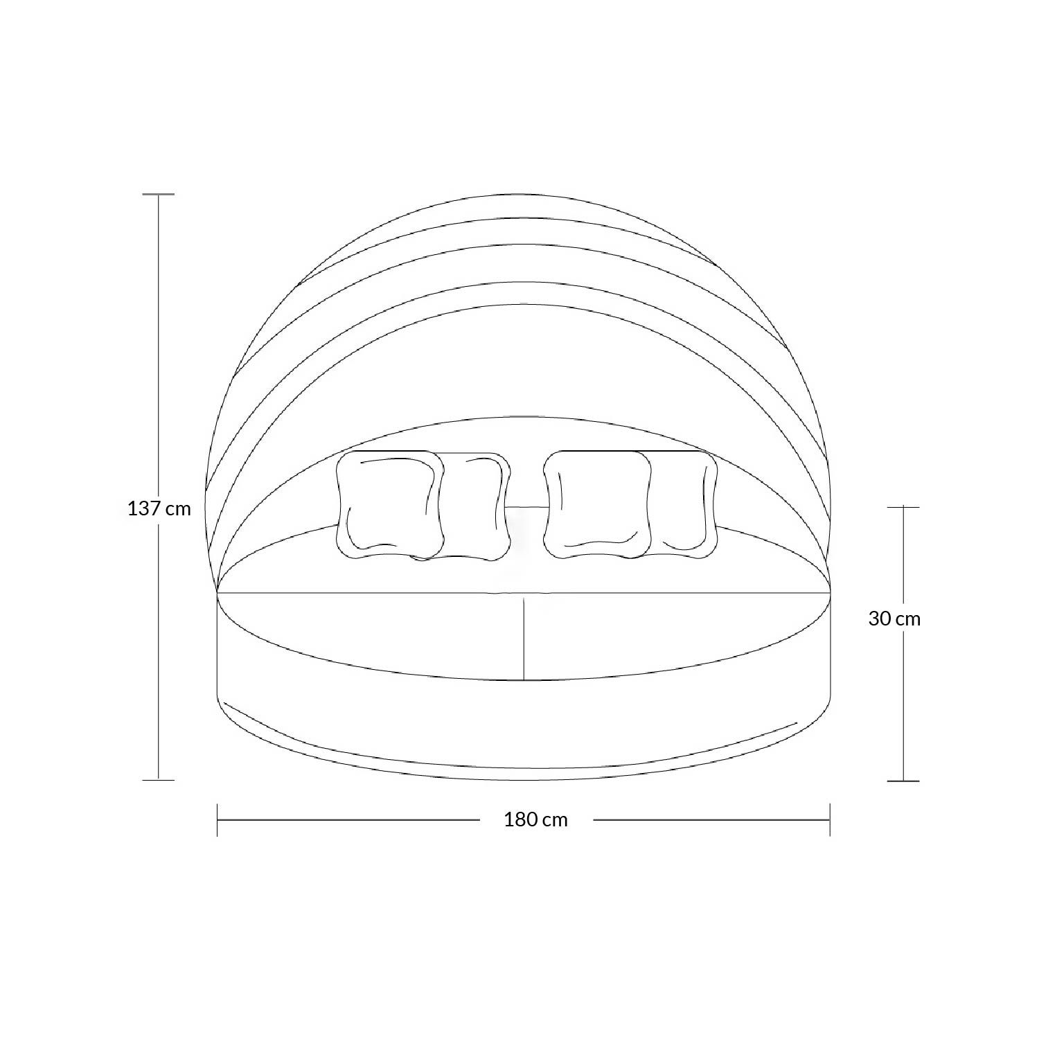 Ilios Innova Camastro Sala Jardín Lounge Mimbre con toldo retráctil | Cama para Exteriores | Cama impermeable para jardin