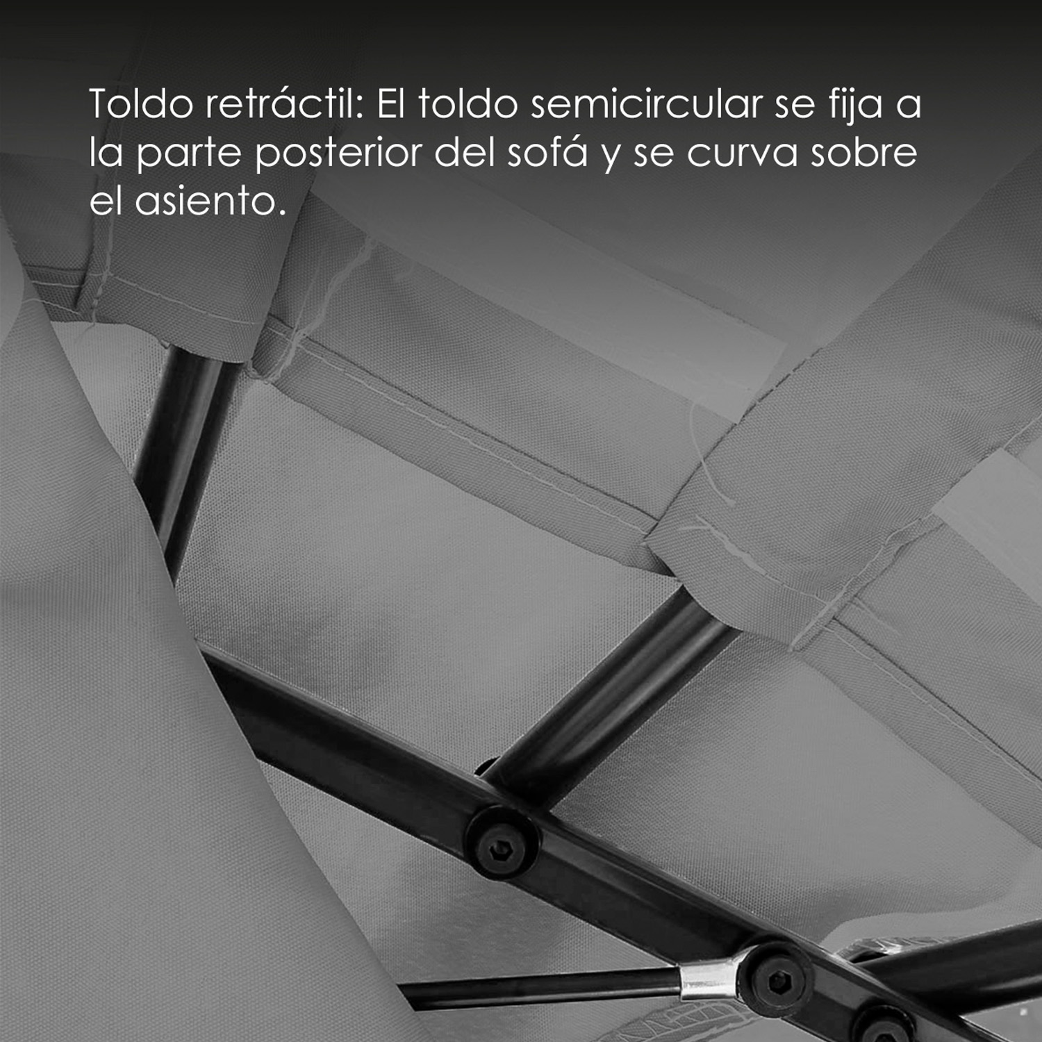 Ilios Innova Camastro Sala Jardín Lounge Mimbre con toldo retráctil | Cama para Exteriores | Cama impermeable para jardin