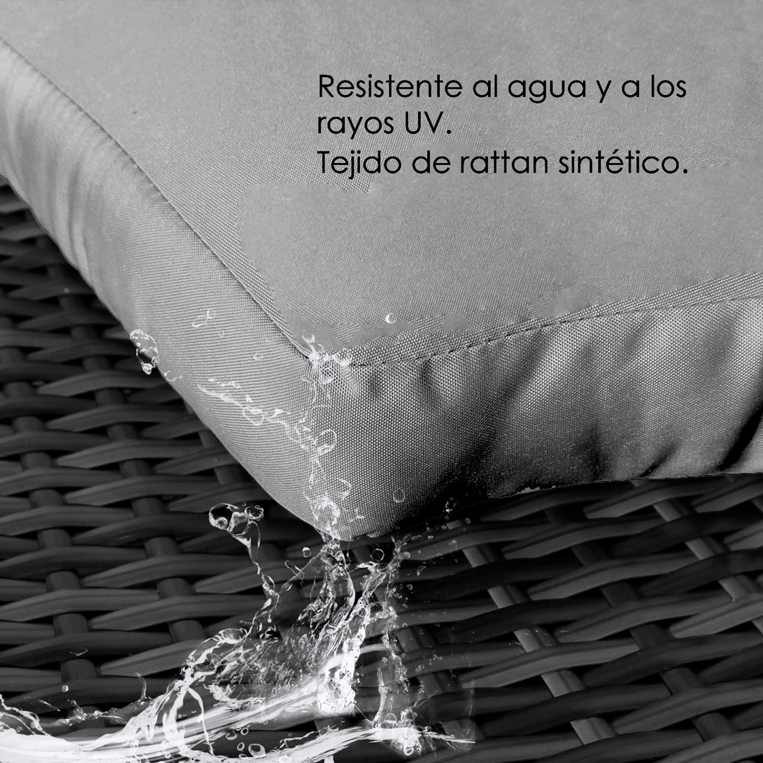 Ilios Innova Camastro Sala Jardín Lounge Mimbre con toldo retráctil | Cama para Exteriores | Cama impermeable para jardin