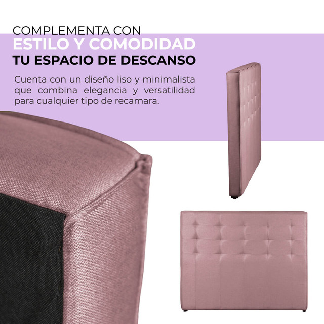 Cabecera Matrimonial, Elaborada de Madera de Pino, Roomi Nomad Color Rosa