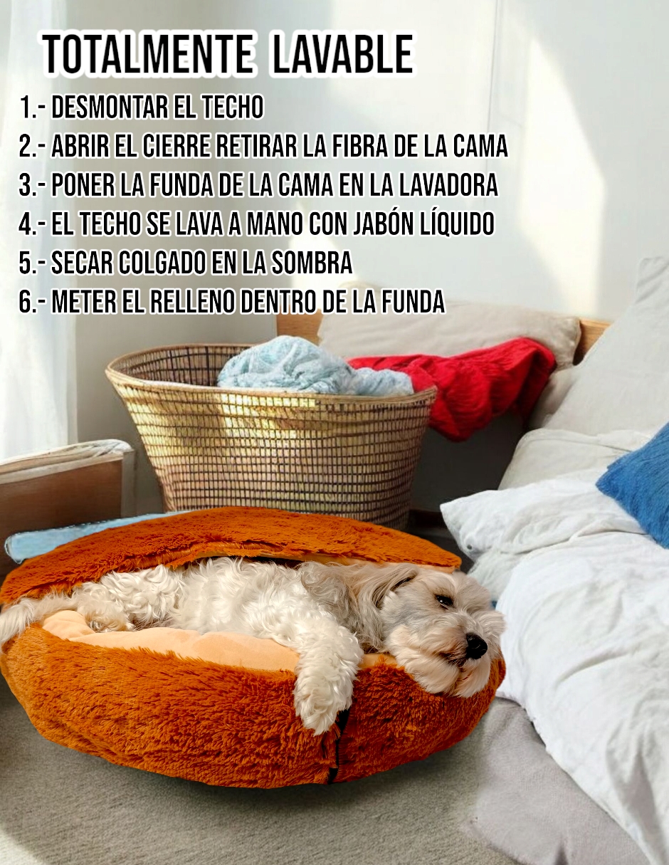 Cama para perro antiestres con techo desmontable Lunics® Color Cobre
