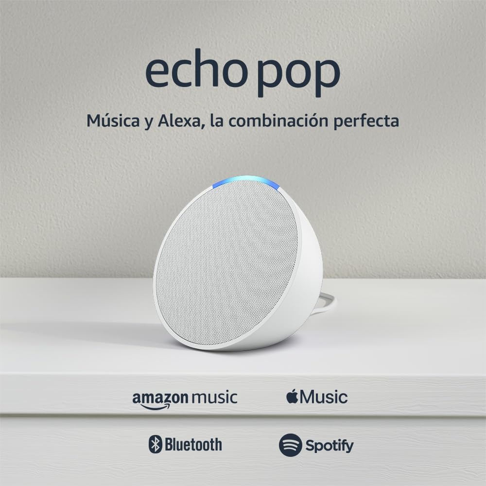 Amazon Echo Pop, Bocina inteligente y compacta con sonido definido y Alexa, Blanco