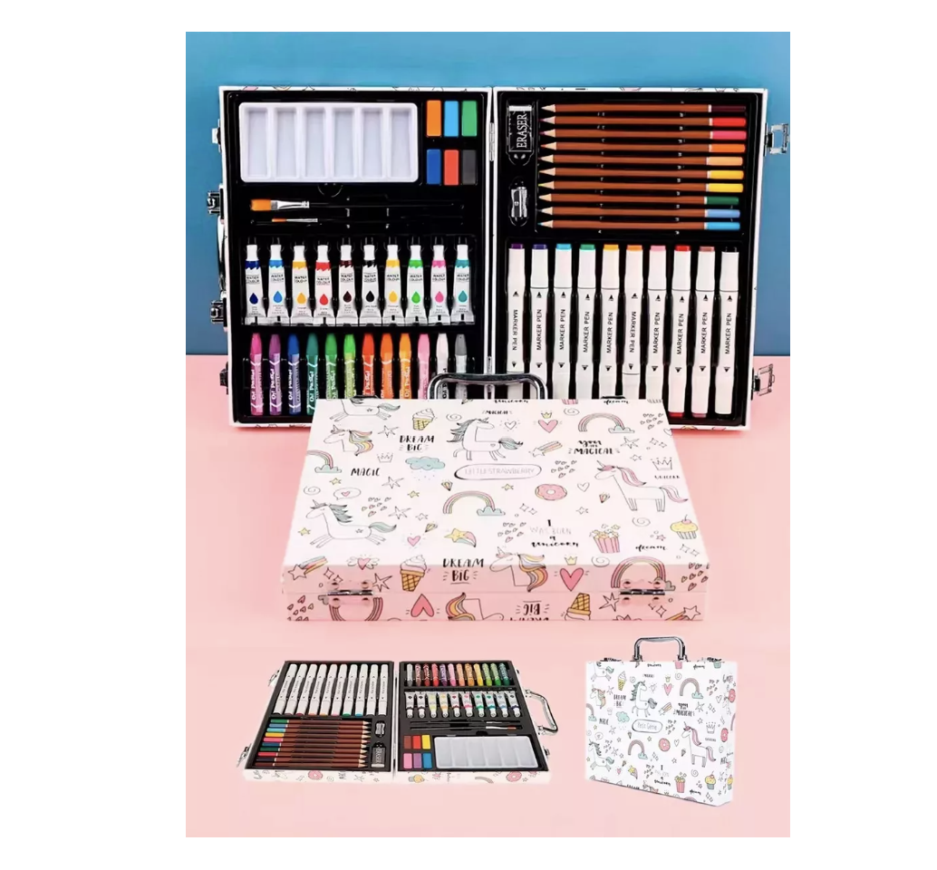 Set Colores Crayones Plumones Acuarela Kit Estuche Niños Art T