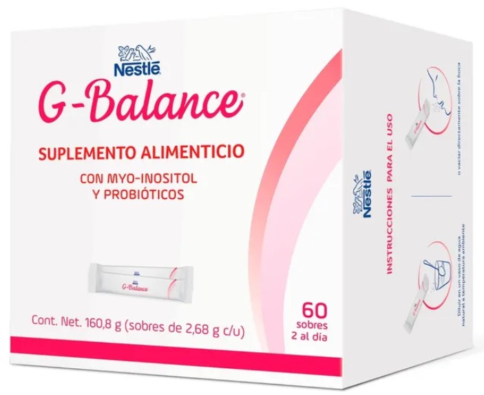 Nestlé G-Balance Myo-Inositol y Probióticos Suplemento Alimenticio 60 sobres