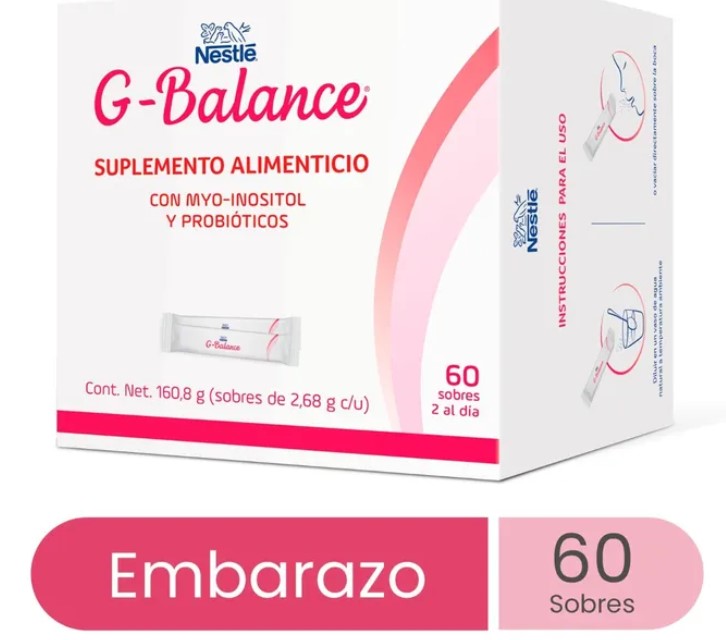 Nestlé G-Balance Myo-Inositol y Probióticos Suplemento Alimenticio 60 sobres