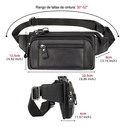 Riñoneras Para Hombre De Piel Auténtico negro 