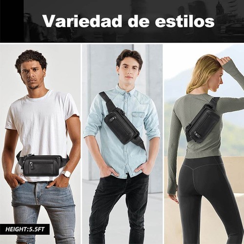 Riñoneras Para Hombre De Piel Auténtico negro 