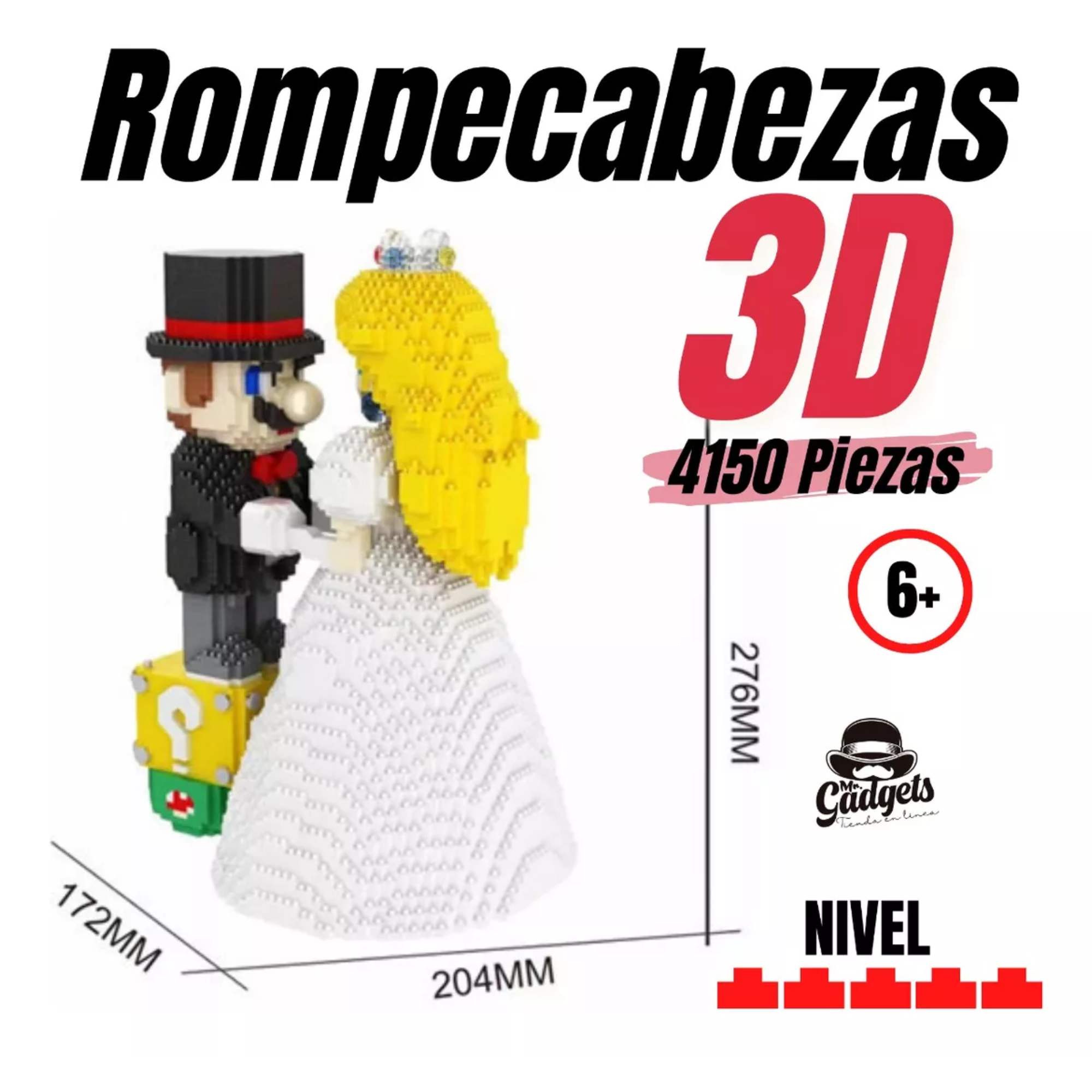 Super Mario Odyssey Boda Peach Bloques Armables 3d 27cm