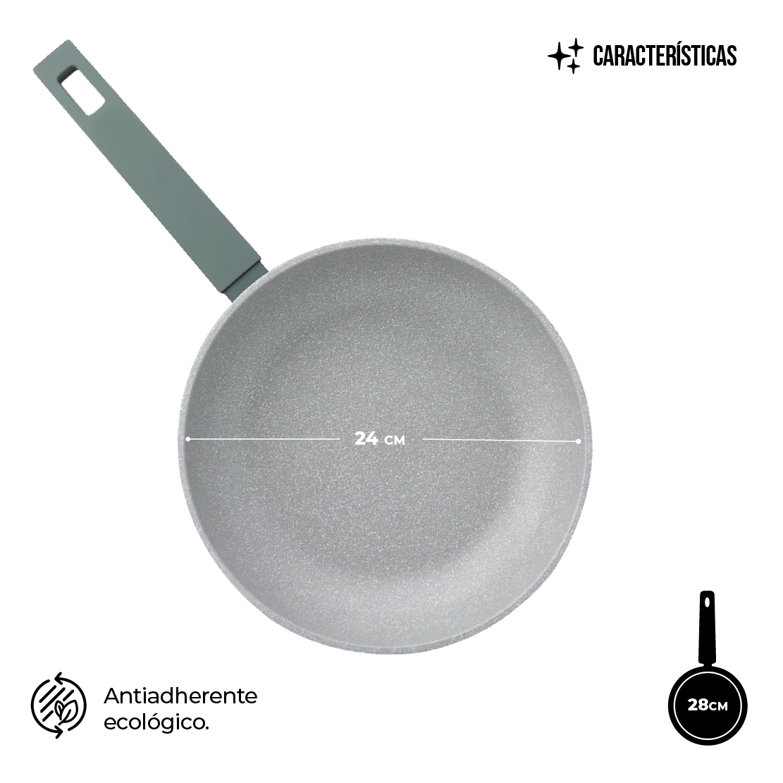 Sarten Marmol 24 CM Lc Forest Gris IH