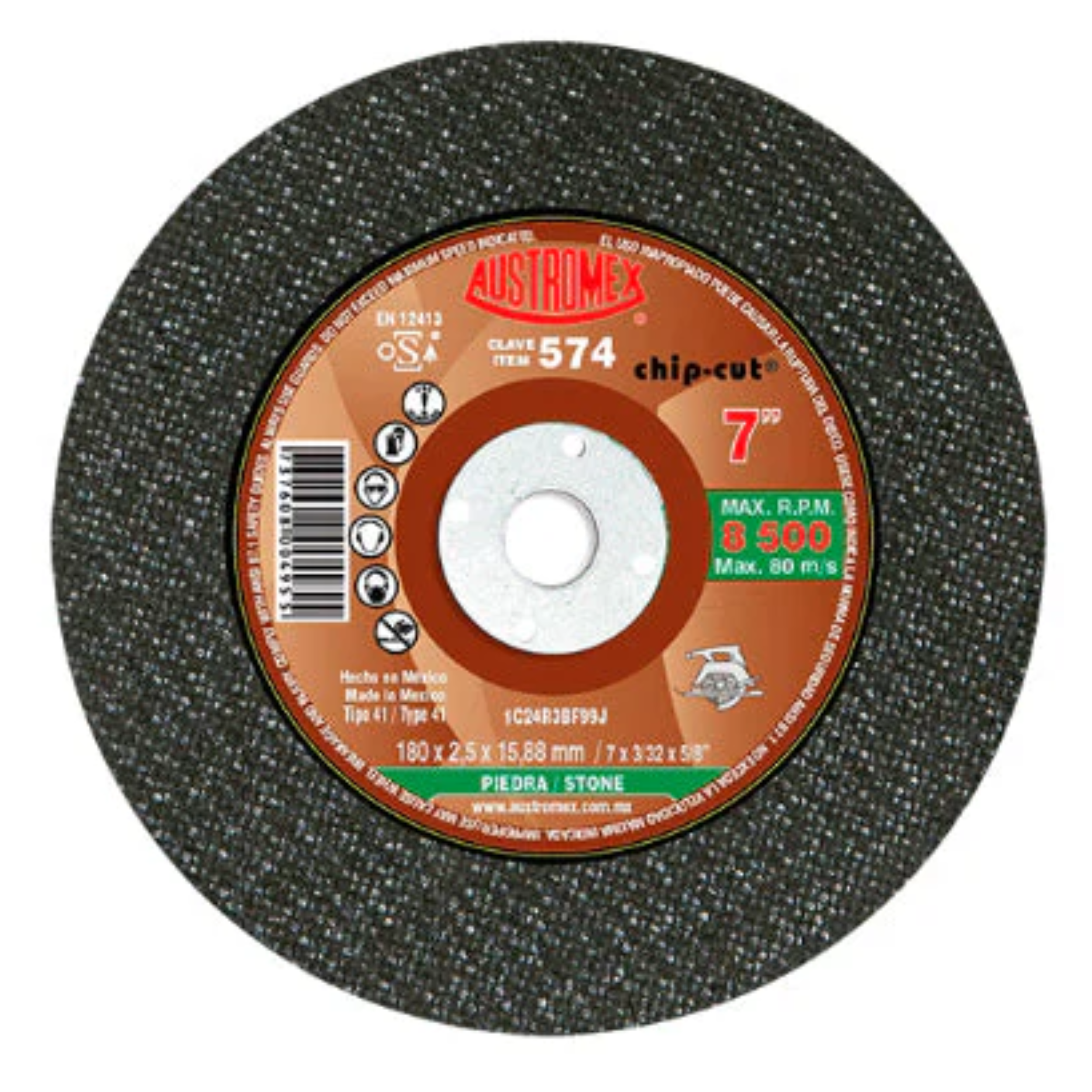 DISCO 7'' P/ CORTE PIEDRA LADRILLO 3 PZAS AUSTROMEX 