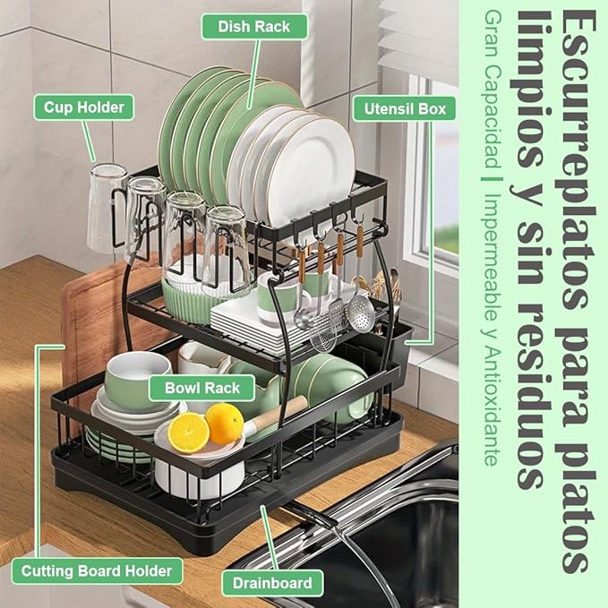 A OfleGold Escurridor de Trastes, Escurridor de Platos de 3 Niveles
