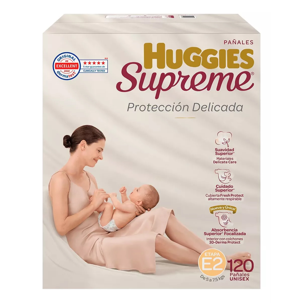 Pañales Huggies Supreme Etapa 2 Unisex 120 Piezas