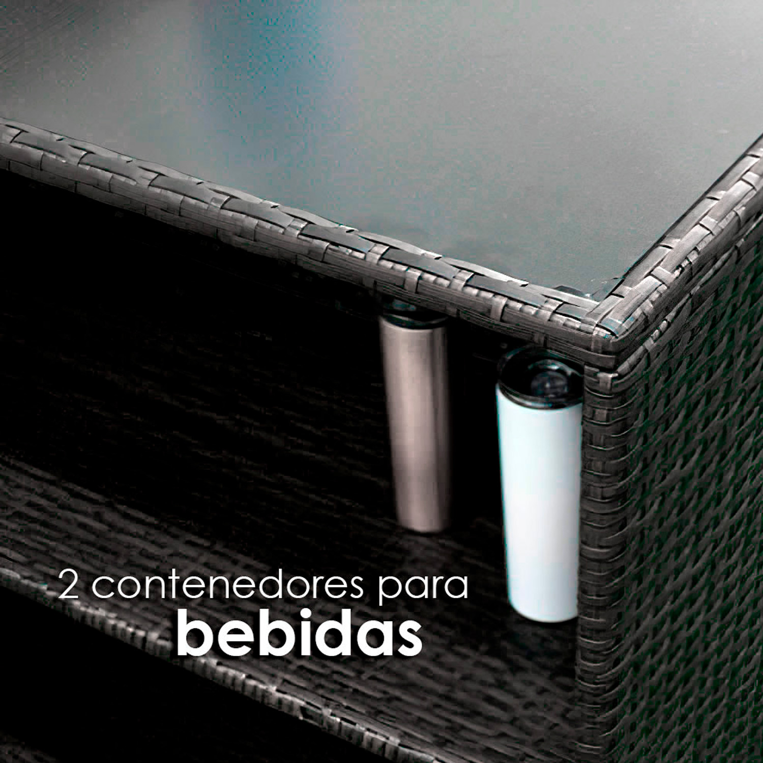 Ilios Innova | Juego de Bar 3 Piezas Cantina de Mimbre de ratán para jardín | Bar para Exteriores con juego de bancos | Mesa con 2 taburetes
