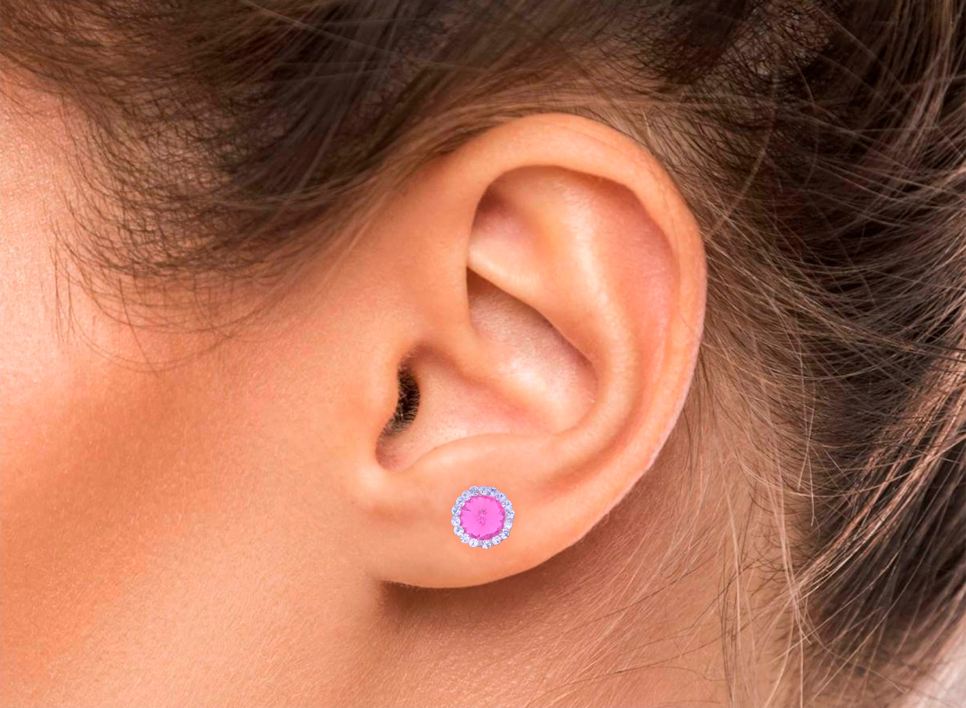 Arete Broquel Oro 10k Horoz Circulo rosa S511