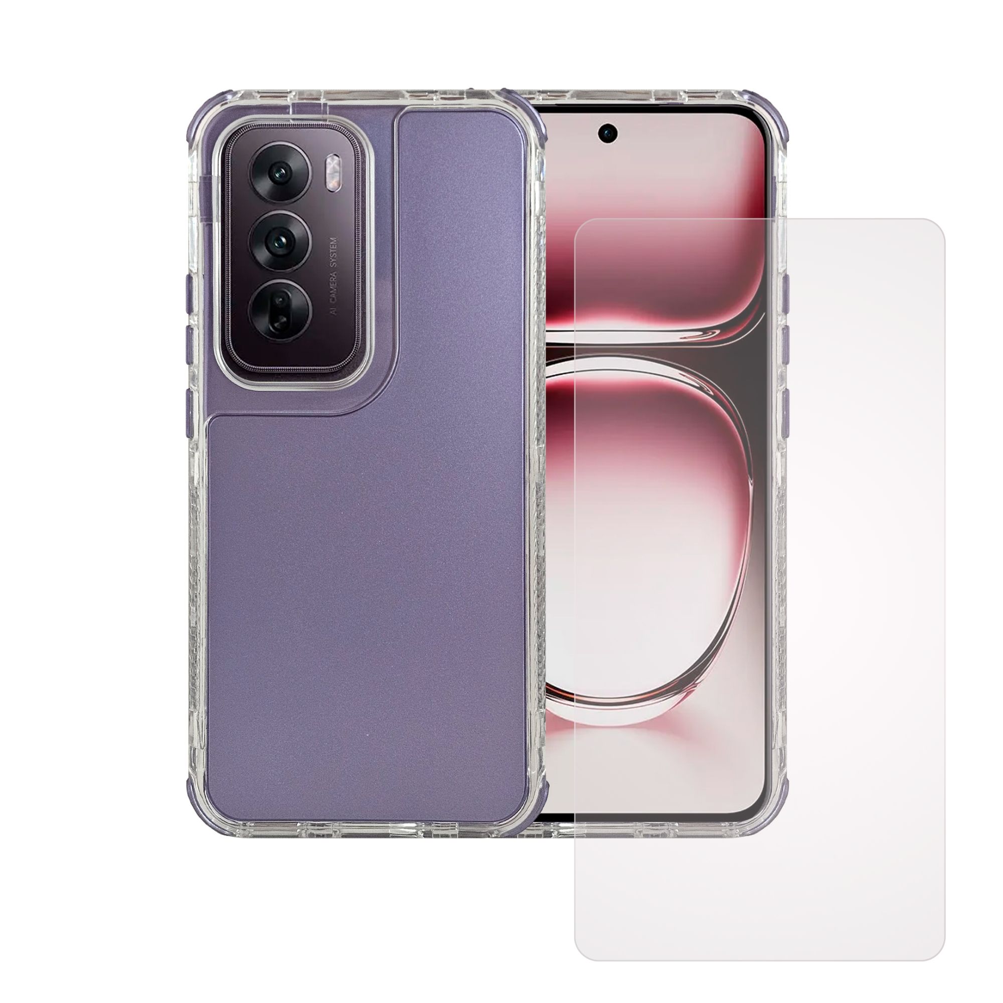 Funda Uso Rudo Rainbow 360 Para Oppo Reno 12 5g Morada + Mica