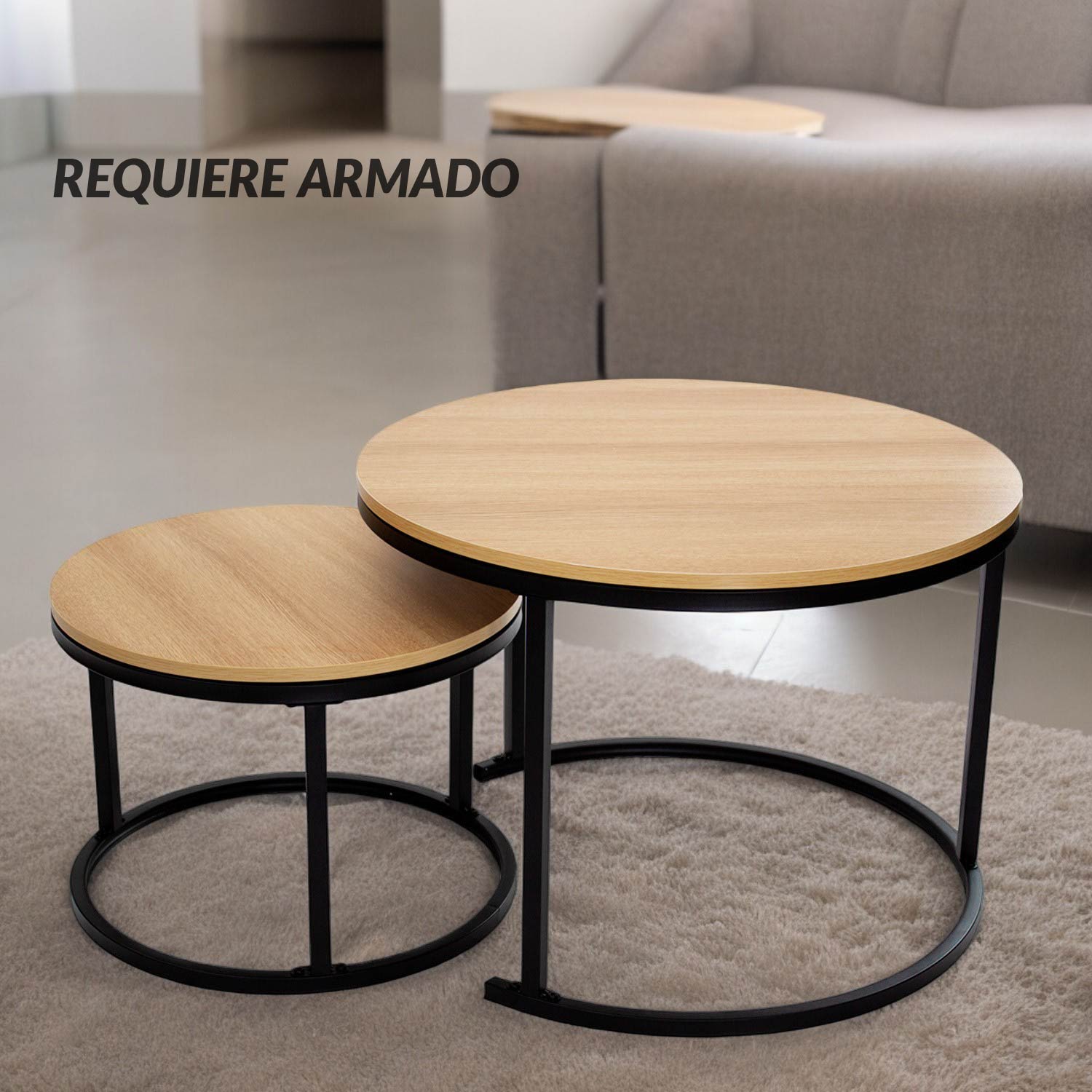 Ilios Innova | Juego de 2 Mesas Auxiliares Redondas, Diseño Moderno y Versátil para Sala y Dormitorio