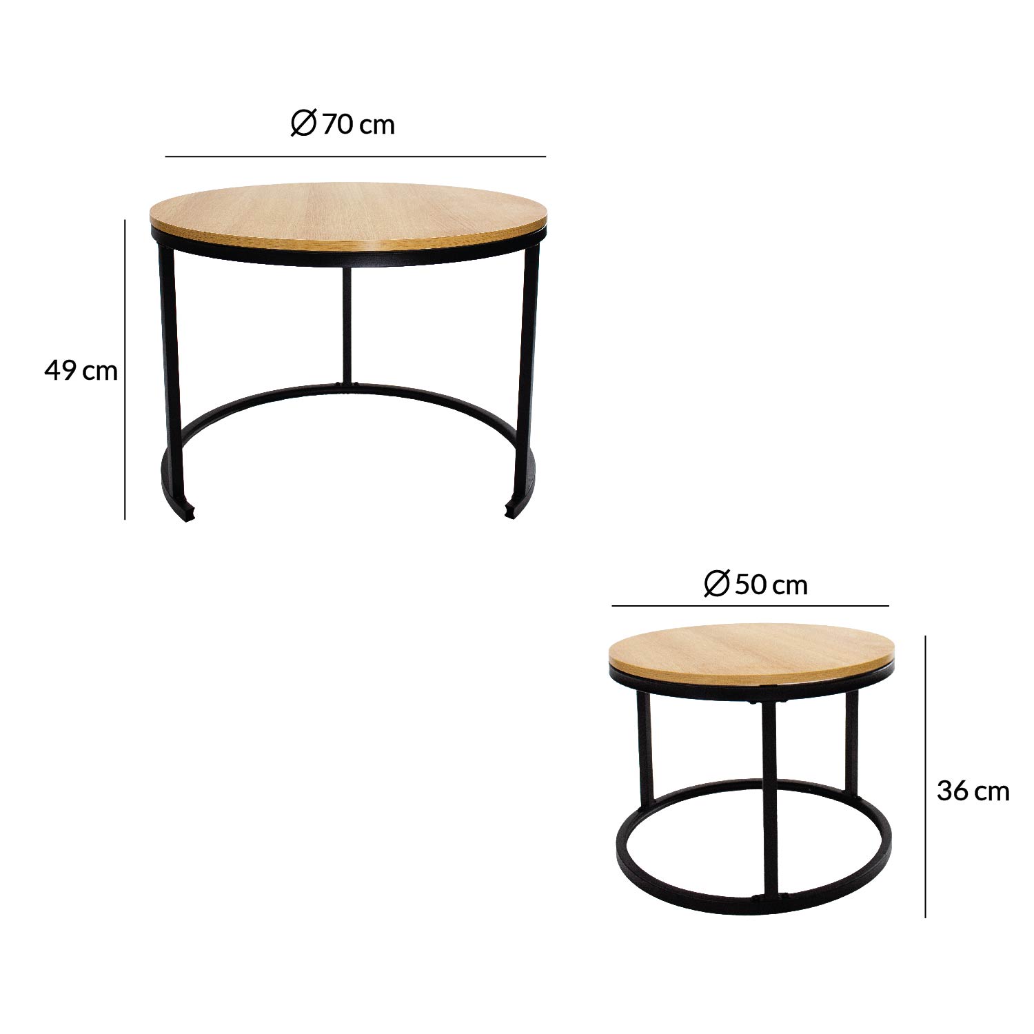 Ilios Innova | Juego de 2 Mesas Auxiliares Redondas, Diseño Moderno y Versátil para Sala y Dormitorio