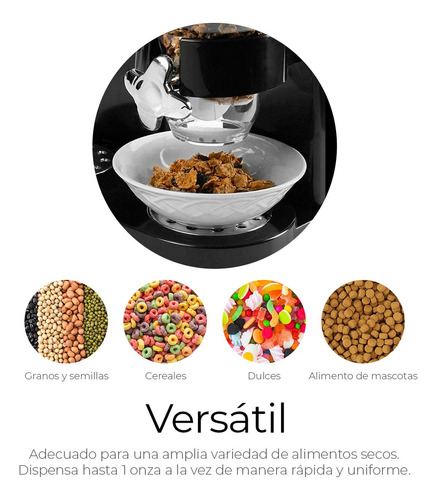 Dispensador De Cereal Despachador Doble Alimentos Y Semillas Color Negro Raganet HG046