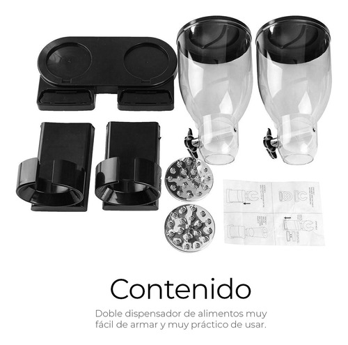 Dispensador De Cereal Despachador Doble Alimentos Y Semillas Color Negro Raganet HG046