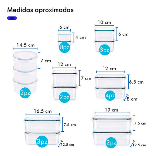 24 Recipientes Contenedores Herméticos Para Almacenar
