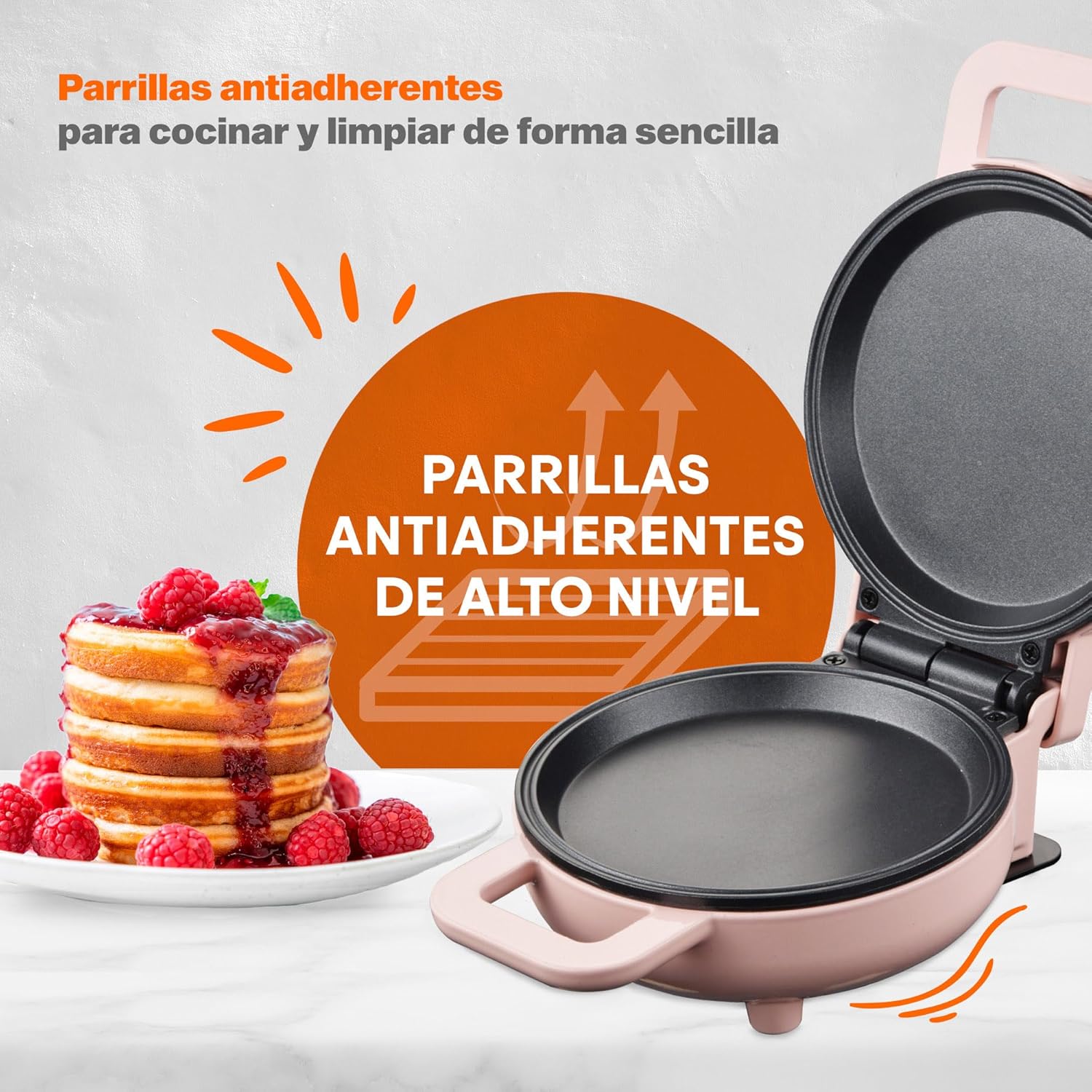 MasterChef Mini Máquina para Waffles y Hot Cakes con Parrillas Antiadherentes, 750W - Modelo Hukën