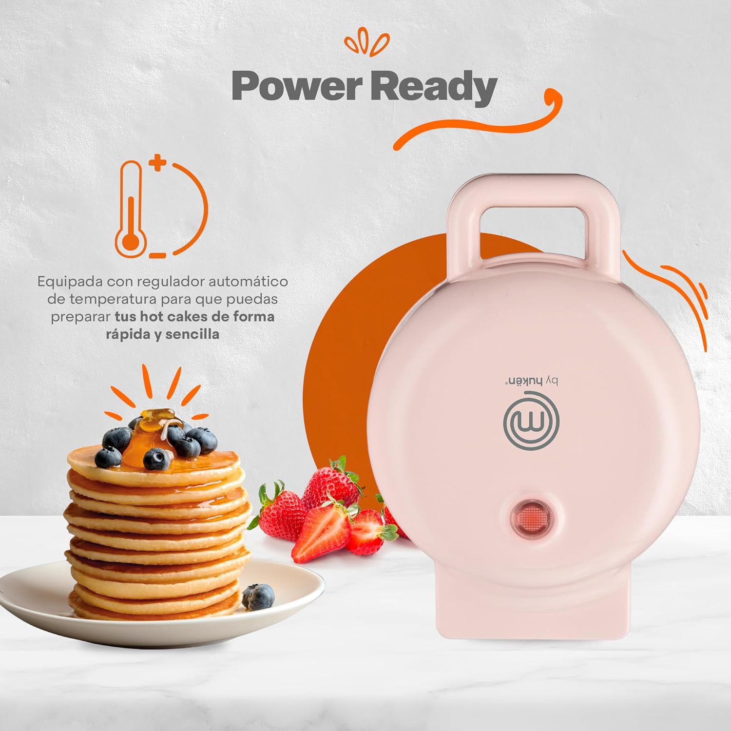 MasterChef Mini Máquina para Waffles y Hot Cakes con Parrillas Antiadherentes, 750W - Modelo Hukën
