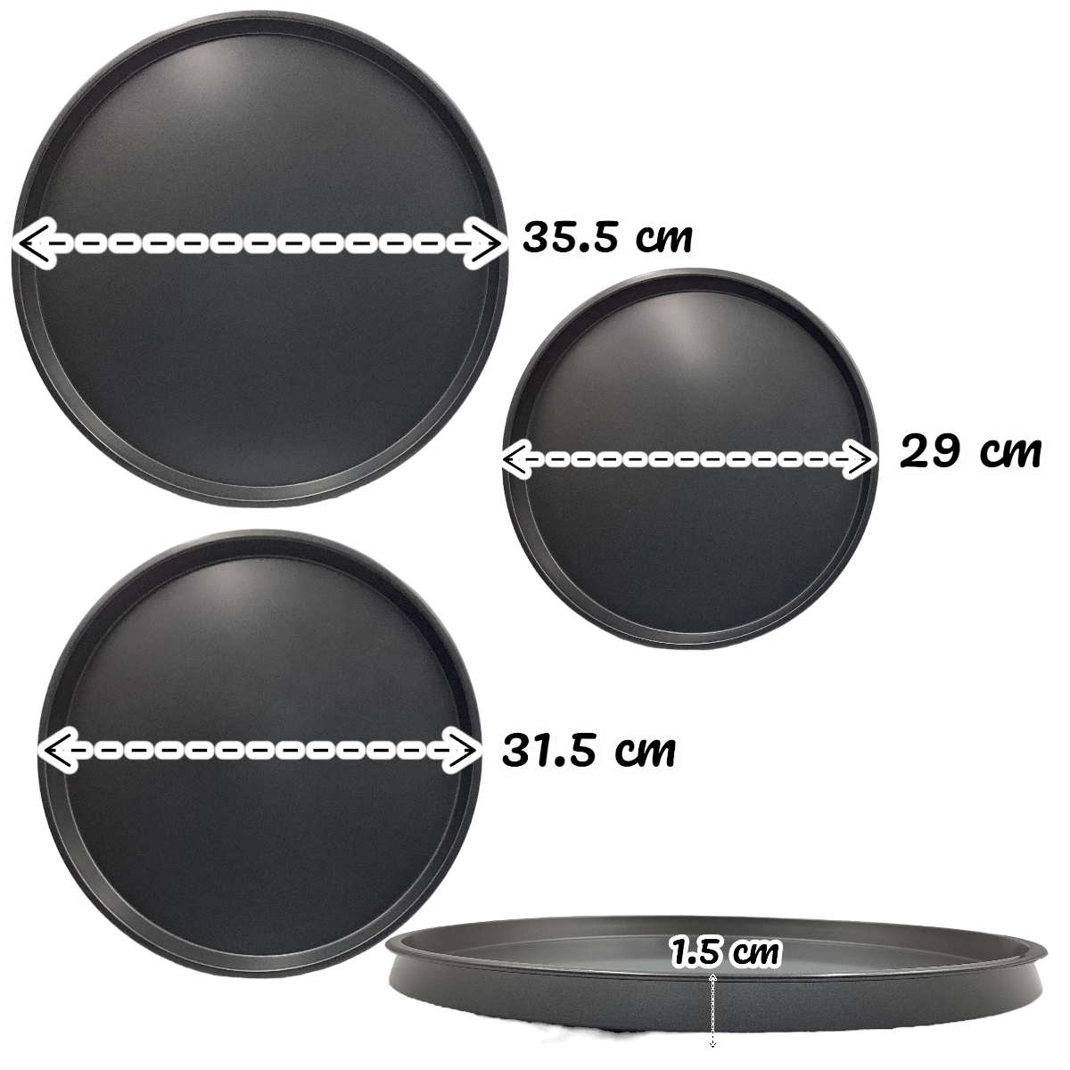 Set 3 Platos Molde Para Hornear Pizza Antiadherente