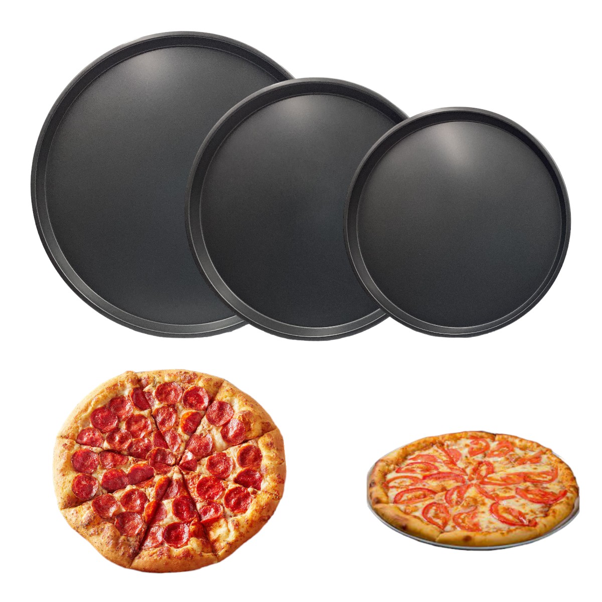Set 3 Platos Molde Para Hornear Pizza Antiadherente