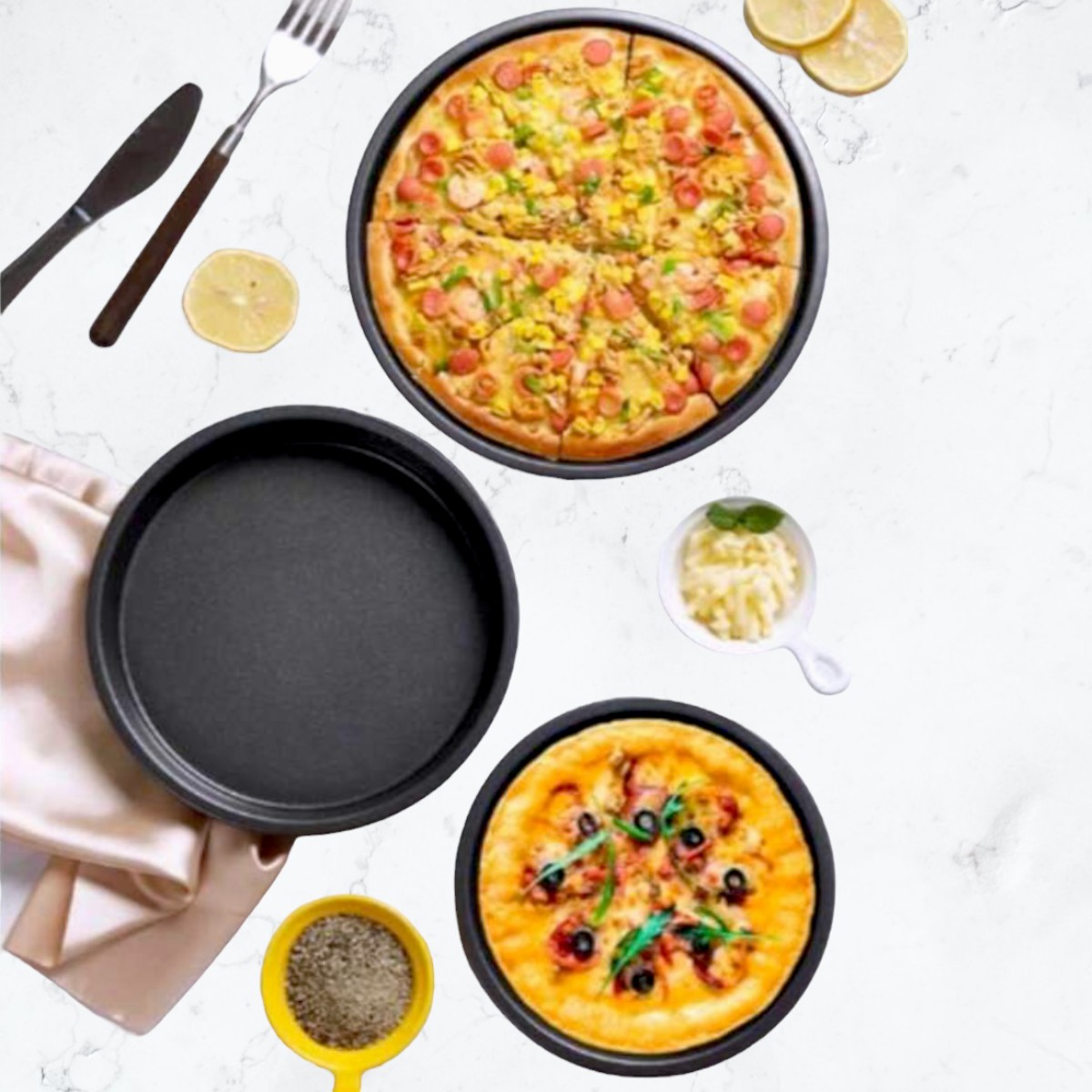 Set 3 Platos Molde Para Hornear Pizza Antiadherente