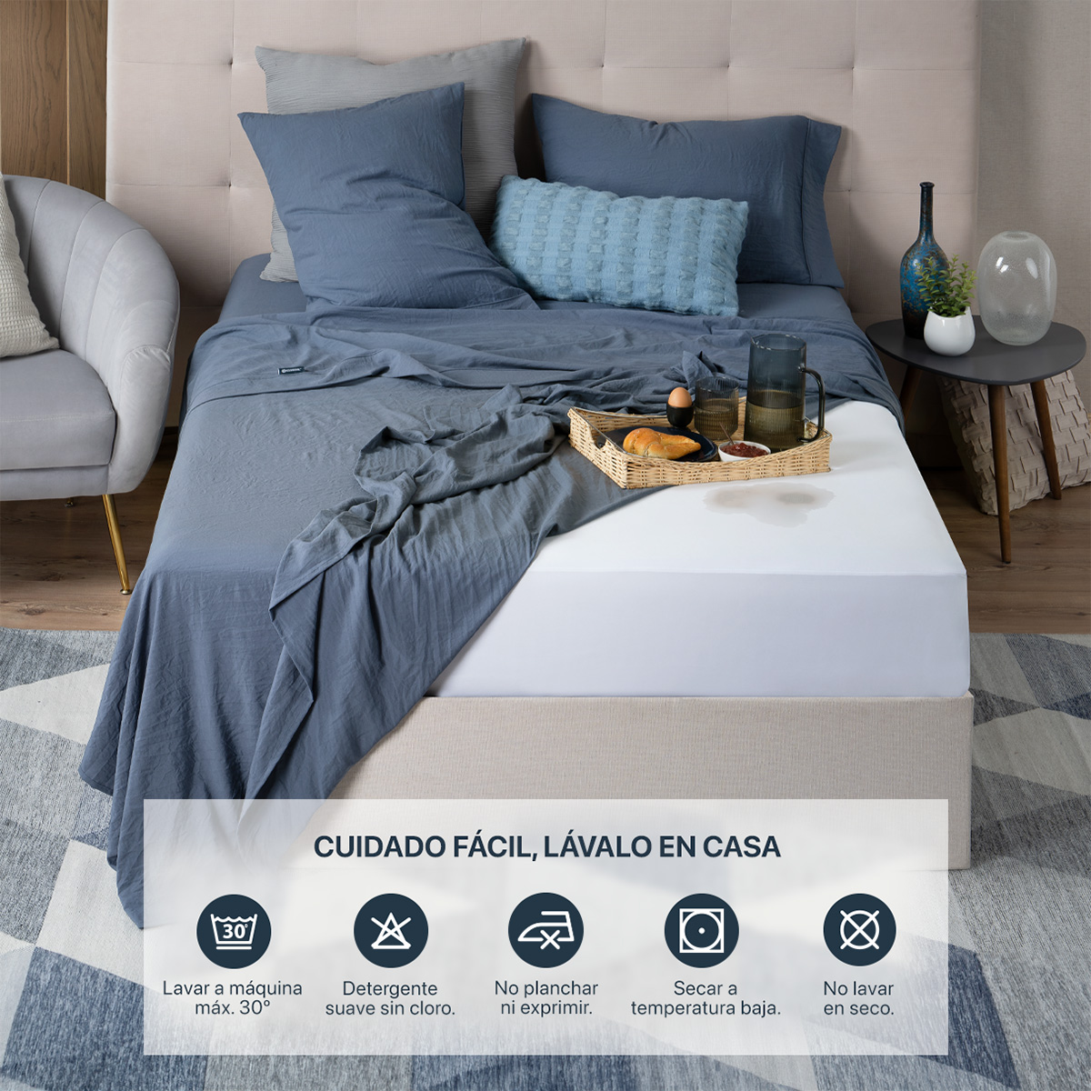 Cubre Colchón Matrimonial 100% Impermeable Protector Hipoalergénico de Poliéster ESQUIMAL