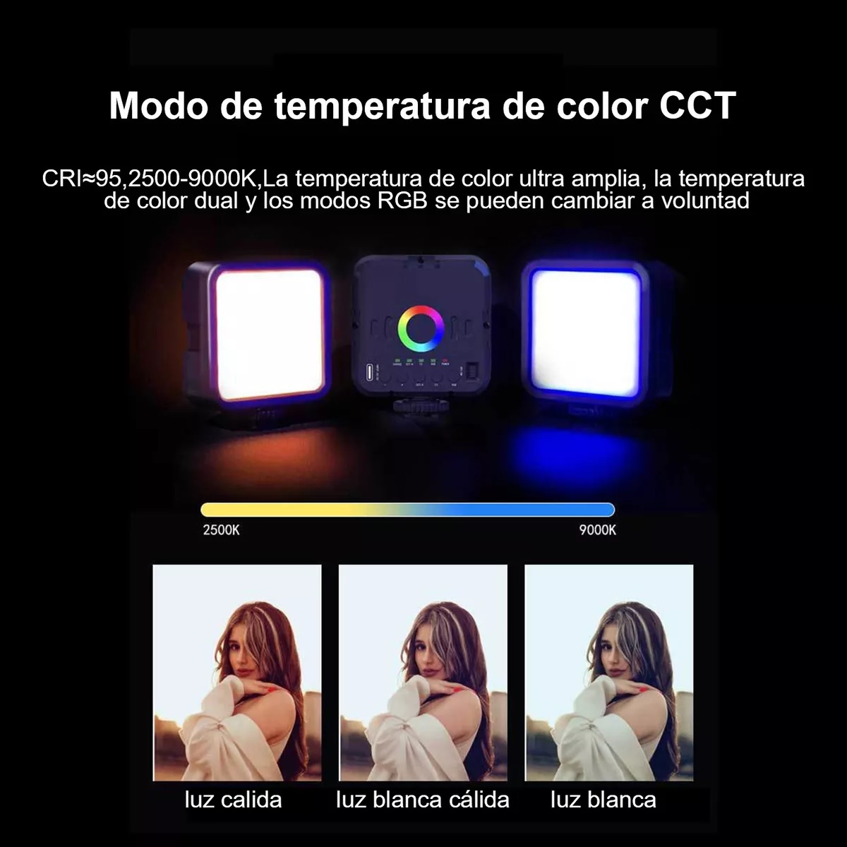 Luz De Vídeo Portátil Luz Rgb Relleno 2500k-9000k Con Trípode