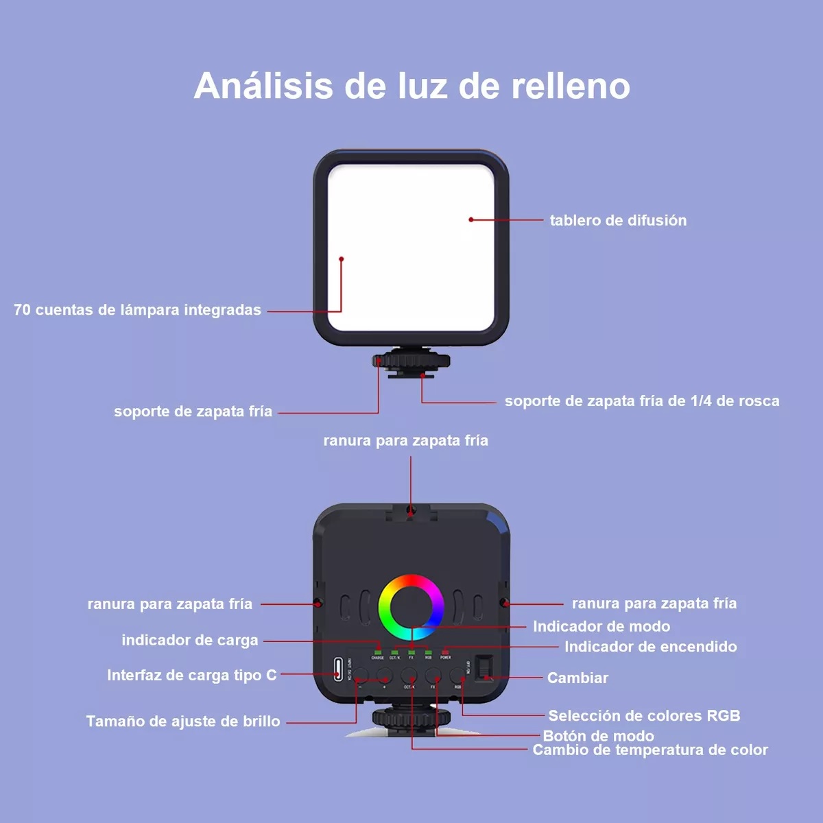 Luz De Vídeo Portátil Luz Rgb Relleno 2500k-9000k Con Trípode