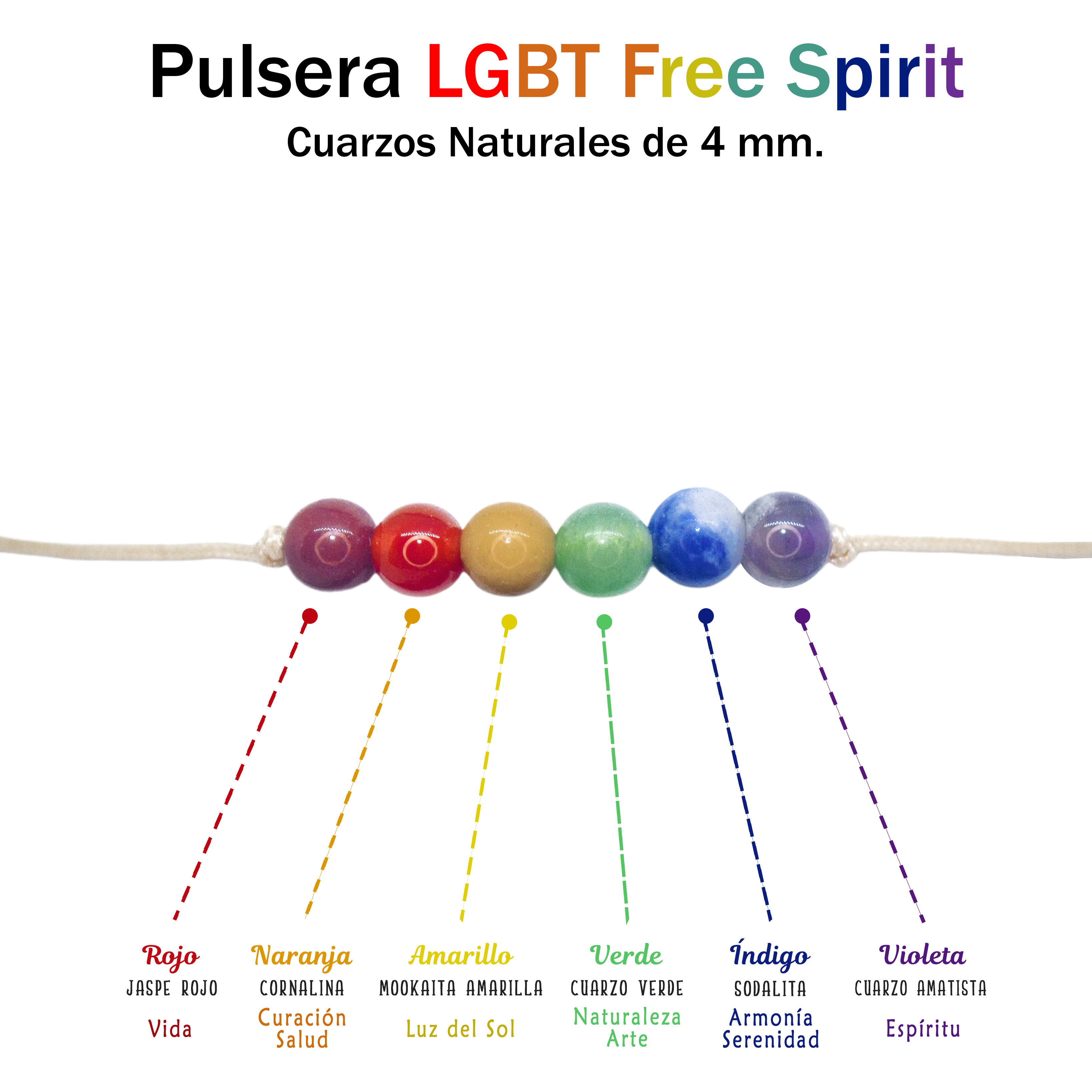 Pulseras LGBT Pride + Cuarzo Rosa + Cuarzo Amatista Paquete de 3 pulseras de cuarzos naturales