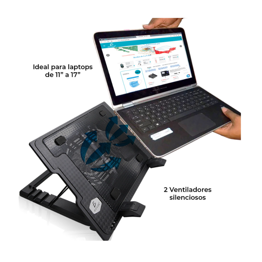 Base enfriamiento laptop dos ventiladores y ajustable 