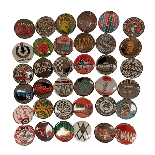 PINES, PIN SKA, FOTO BOTON, BANDAS DE SKA, 12 PIEZAS BANDAS DE SKA