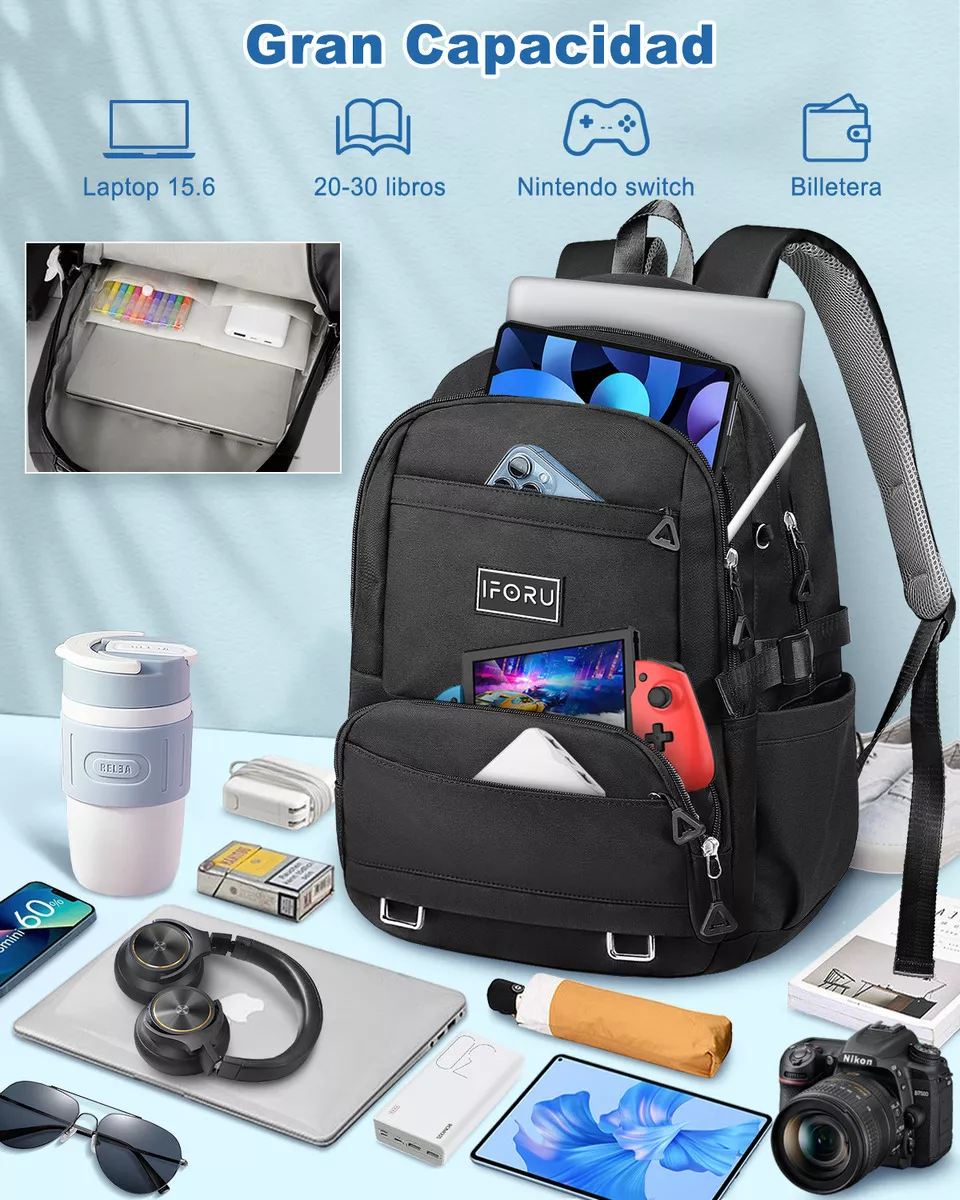 M Mochila Escolar Viaje Bolsa Para Laptop 15.6 lnch Hombres Antirrobo Negro lforu 30 