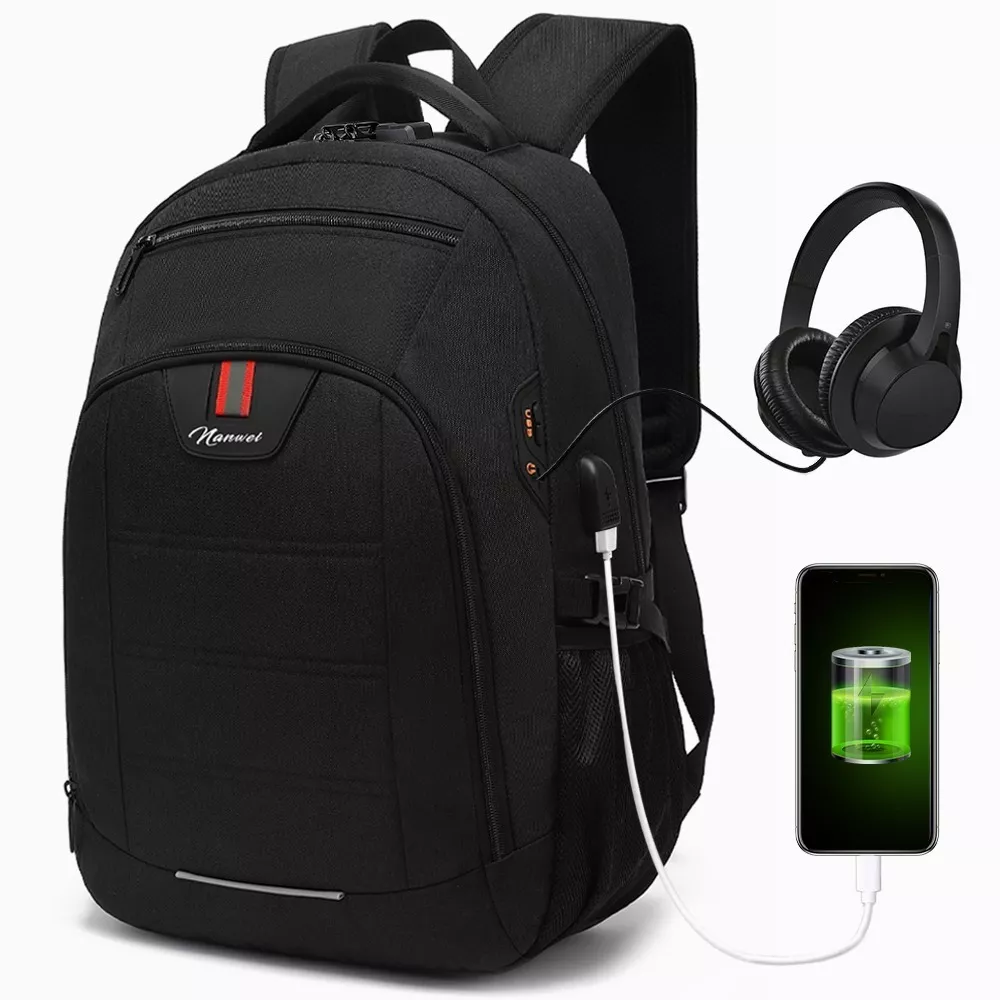 M Mochila Antirrobo Puerto Usb Impermeable Para Laptop 16 Gran Color Azul